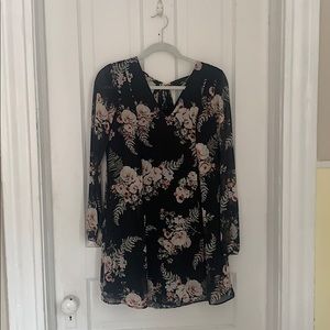 Sheer mini dress Long sleeve